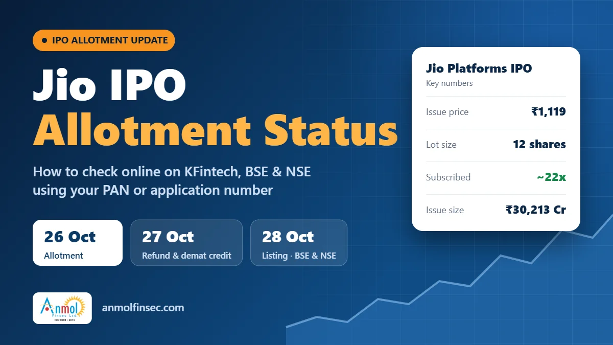 Jio IPO allotment status check on KFintech, BSE and NSE